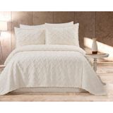 altabi Pamuklu Püsküllü Çift Kişilik Yatak Örtüsü & Pike Takımı – Krem - 250 x 260 cm