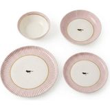 altabi Porselen 24 Parça Yemek Takımı Vintage Desen Royal Pink