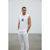 Altamira Erkek Beyaz Ny Baskılı Oversize Kolsuz T-Shirt