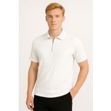 Altamira Erkek Beyaz Yarım Fermuarlı Ottoman T-shirt