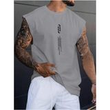 Altamira Erkek Duman Gri Dikey Baskılı Kolsuz Oversize T-Shirt