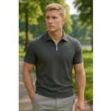 Altamira Erkek Füme Yarım Fermuarlı Polo Yaka T-shirt