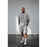 Altamira Erkek Gri Dikey Baskılı Oversize T-shirt
