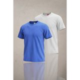 Altamira Erkek İndigo Mavi Beyaz 2'li Krep Kumaş Salaş Çizgili T-shirt Seti