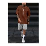 Altamira Erkek Kahverengi Dikey Baskılı Oversize T-shirt