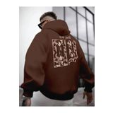 Altamira Erkek Kahverengi Sırt Ny Baskılı Kapüşonlu Sweatshirt