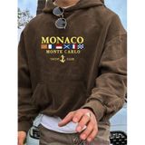 Altamira Erkek Monaco Baskılı Oversize Kapşonlu Sweatshirt 001 kahverengi