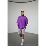 Altamira Erkek Mor Dikey Baskılı Oversize T-shirt