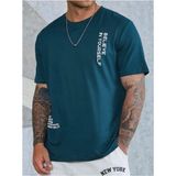 Altamira Erkek Petrol Mavi Believe Baskılı Oversize T-Shirt