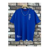 Altamira Erkek Saks Mavi Believe Baskılı Oversize T-shirt