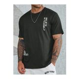 Altamira Erkek Siyah Believe Baskılı Oversize T-shirt