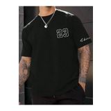 Altamira Erkek Siyah Chicago Baskılı Oversize T-Shirt