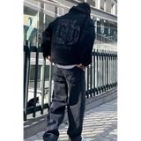 Altamira Erkek Siyah Eh Sırt Baskılı Oversize Kapşonlu Sweatshirt 001 siyah