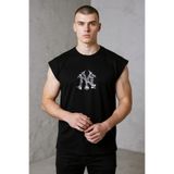 Altamira Erkek Siyah Ny Baskılı Oversize Kolsuz T-Shirt