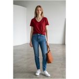 Altamira Kadın Kırmızı V Yaka Regular T-shirt