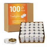 AlterEgo Kokusuz Tealight Mumlar - 100'lü Paket Tealight Mumlar - 4+ Saat Yanma Süresi - Avuç Mumu, Temiz Yanan Beyaz Adak Dumansız Tealight Mumlar Ev, Şabat ve Yıldönümleri için (100 Paket)
