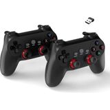 Altes Grup Çift Josystick 2.4g Kablosuz Oyun Kolu Pc Uyumlu Pilli Joystick Wireless Gamepad USB Dongle Bağlantı Kaymaz Tasarım 0019 Siyah (0019 - Çiftli Siyah)