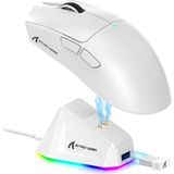 Altes Grup Shark X11 Hafif Kablosuz Oyun Faresi, Rgb Şarj Yuvası, Tri-Mode-2.4g/usb-C Kablolu/bt, 22K Dpı, PAW3311 Optik Sensör, Huyu Anahtarı, Pc/mac Için 5 Programlanabilir Düğme (Beyaz)
