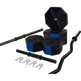 Altes Grup Spor 60 KG(150 Cm) Düz Bar + Z Bar Dambıl Ağırlık Halter Full Set Mavi Kapaklı