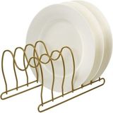 Altı Bölmeli Metal Organizer, Tava, Tabak ve Tencere Kapak Düzenleyici - Altın - Seçenek 1