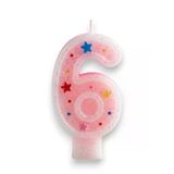 Altı Rakamlı Pembe Mum Doğum Günü Pasta Mumu ( 7X3) cm - Sayılı Mum - Pasta Süsü