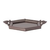 Altıgen Aynalı Dekoratif Tepsi, Reçine Sunum Tepsisi, 31 x 37 cm (Taupe)