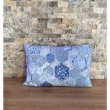 Altıgen Çiçekli 2'li Yastık Kılıfı Seti - 50 x 70 cm - Mavi