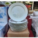 Altijara Yemek Takımı Sedef Yaldızlı Porselen 25CM Yemek Takımı 12 Kişilik Yemek Takımı Tabak Servis Tabağı
