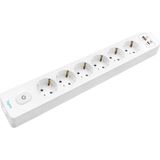 Altılı Anahtarlı USB Hızlı Şarjlı (20W) Topraklı Priz, 2m, Çocuk Korumalı