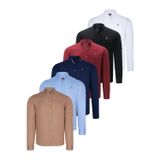 ALTILI SET G674 DEWBERRY ERKEK GÖMLEK-SİYAH-BEYAZ-LACİVERT-CAMEL-BORDO-BEBE MAVİ