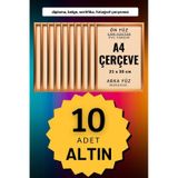 Altın-10 Adet A4 Çerçeve Diploma Belge Sertifika Fotoğraf Resim Çerçevesi Pvc 10lu Altın