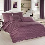Altın Başak Lila Çizgili Saten Çift Kişilik 200x220 cm Nevresim Takımı