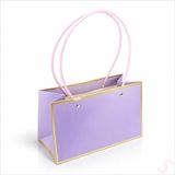 Altın Çerçeveli Karton Hediye Çantası 22×14×11 cm – Lila