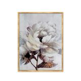 Altın Çerçeveli Single Flower 2 Yağlı Boya Dokulu Tablo 100X150