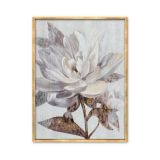 Altın Çerçeveli Single Flower Yağlı Boya Dokulu Tablo 100X150