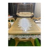 Altın Çeyiz Tekstil Menekşe Model Runner'lı Premium Pvc Şeffaf Masa Örtüsü Orijinal Fransız Güpürlü Salon & Mutfak Masa