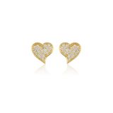 Altın Çivili 14k Gold Kalp Küpe
