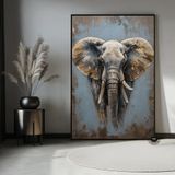 Altın Fil 3D Kanvas Tablo, Görkemli Afrika Vahşi Yaşam Dekoru, Asılı Hazır