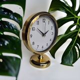 Altın Gold Renkli Metal Ofis Salon Otel Masa Saati 25*20 cm B9