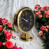 Altın Gold Renkli Metal Ofis Salon Otel Masa Saati 25*20 cm D6