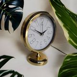 Altın Gold Renkli Metal Ofis Salon Otel Masa Saati 25*20 cm G5