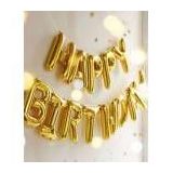 Altın Happy Bırthday Folyo Balon Doğum Günü Parti Happy Bırthday Altın Renk Folyo Balon