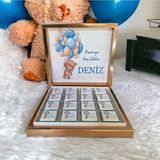 Altın İz Gıda (Elitçikolata) İsme Özel Mavi Ayı Erkek Bebek Çikolatası Doğum-Yaş Günü-Hediyelik Çikolata 48 Adet