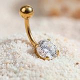 Altın Kaplama Beyaz Zirkon Taşlı Piercing