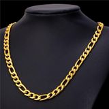 Altın Kaplama Figaro Çelik Zincir Unisex Kolye 55cm 6mm Ack06sr