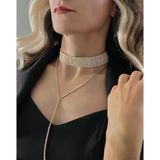 Altın Kaplama Rhinestone Y Model Su Yolu Model Kolye