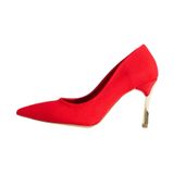 Altın Kaplama Topuklu Stiletto – Vegan Deri, Hafızalı Ped, Şık ve Rahat (Kırmızı, EU Ayakkabı Beden Sistemi, Yetişkin, Kadın, Sayısal, Orta, 38)