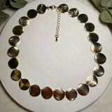 Altın Kaplama Yuvarlak Dövmeli Gold Plaka Kolye (37+5 Cm)