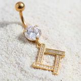 Altın Kaplama Zirkon Taşlı Baklava Piercing