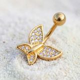 Altın Kaplama Zirkon Taşlı Kelebekli Piercing